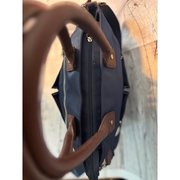Signature Navy Blue Nylon Large Handbag Crossbody Tote - Picture 8 of 12